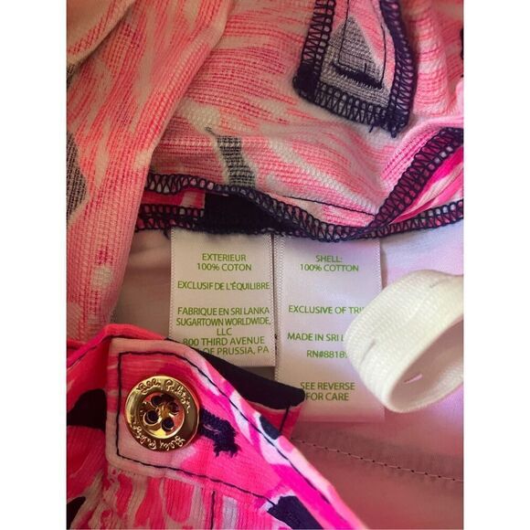 Girls LILLY PULITZER Pink Navy Blue Flamingo Summer Shorts Size 14 - Picture 8 of 8